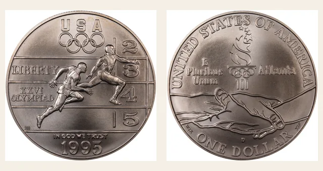 1995-D $1 Track & Field NGC obverse and reverse identification pair