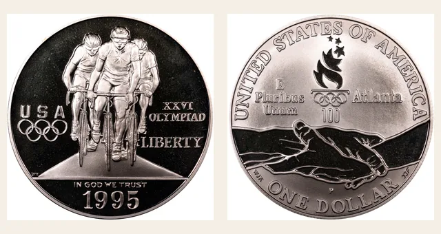 1995 P Olympics - Cycling S$1 PF NGC obverse and reverse identification pair