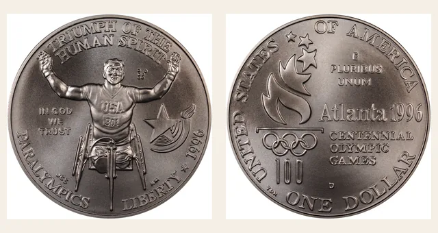 1996-D $1 Paralympic NGC obverse and reverse identification pair
