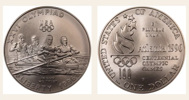 1996-D $1 Rowing NGC obverse and reverse identification pair