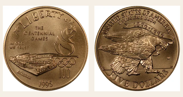 1995-W $5 Stadium NGC obverse and reverse identification pair