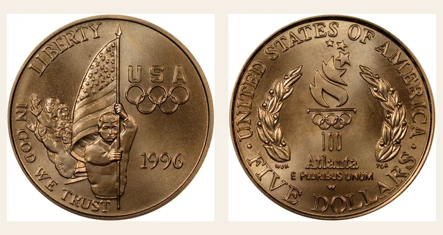 1996-W $5 Flag NGC obverse and reverse identification pair
