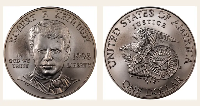 1998-S $1 RFK NGC obverse and reverse identification pair