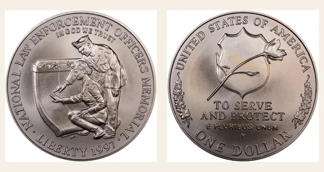 1997-P $1 Officers NGC obverse and reverse identification pair
