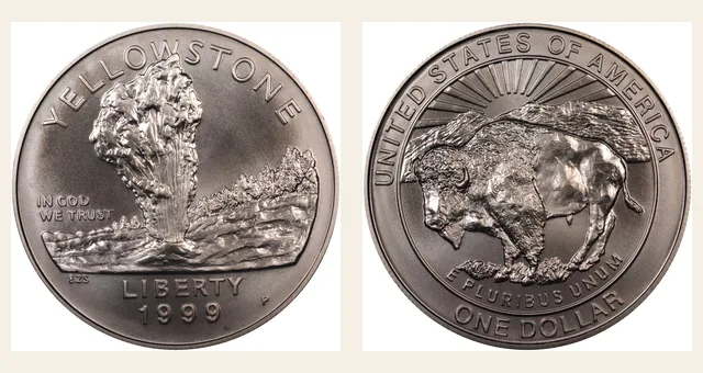 1999-P $1 Yellowstone NGC obverse and reverse identification pair