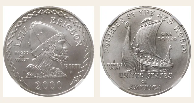2000-P $1 Leif Ericson NGC obverse and reverse identification pair