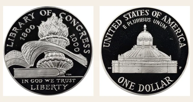 2000 P Library of Congress S$ NGC obverse and reverse identification pair