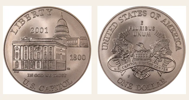 2001-P $1 Capitol Visitor NGC obverse and reverse identification pair