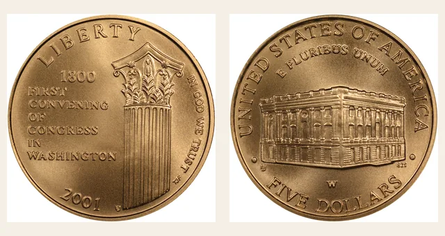 2001-W $5 Capitol Visitor NGC obverse and reverse identification pair