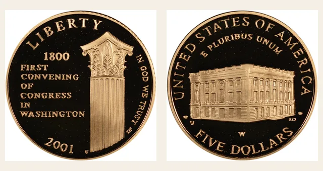2001 W Capitol Visitor Center $5 PF NGC obverse and reverse identification pair