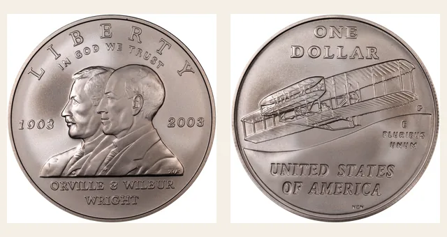 2003-P $1 First Flight NGC obverse and reverse identification pair