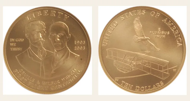 2003-W $10 First Flight NGC obverse and reverse identification pair