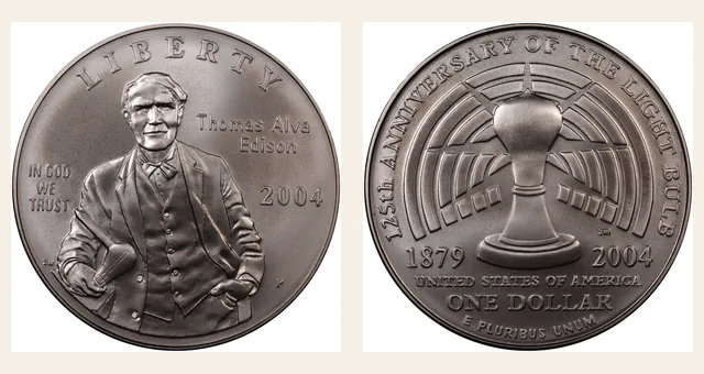 2004-P $1 Edison NGC obverse and reverse identification pair