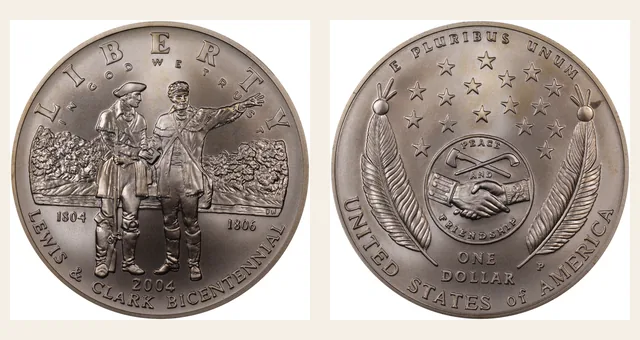 2004-P $1 Lewis & Clark NGC obverse and reverse identification pair
