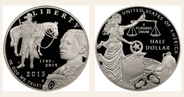 2015 S U.S. Marshals Service 50C PF NGC obverse and reverse identification pair