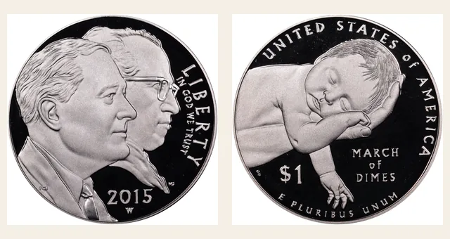 2015 W March of Dimes S$1 PF NGC obverse and reverse identification pair