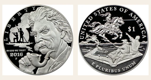 2016 P Mark Twain S$1 PF NGC obverse and reverse identification pair