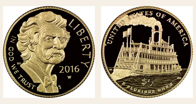 2016 W Mark Twain $5 PF NGC obverse and reverse identification pair