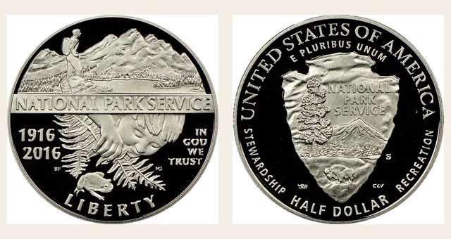 2016 S National Park Service 50C PF NGC obverse and reverse identification pair