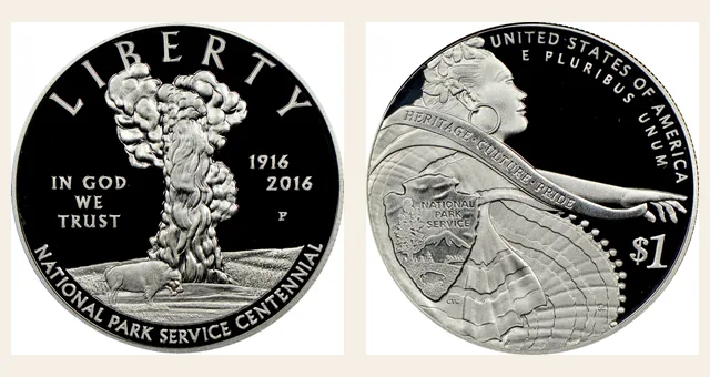 2016 P National Park Service S$1 PF NGC obverse and reverse identification pair