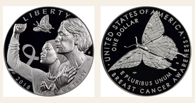 2018 P Breast Cancer Awareness S$1 PF NGC obverse and reverse identification pair