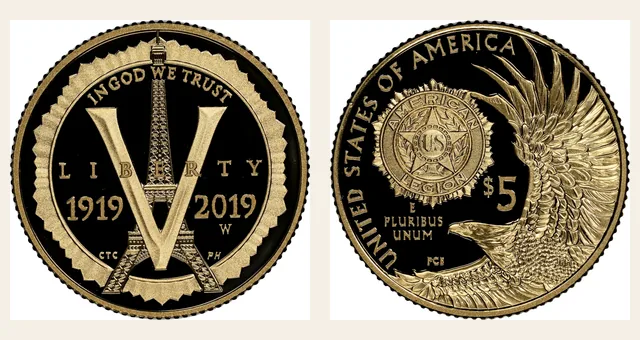 2019 W American Legion $5 PF NGC obverse and reverse identification pair