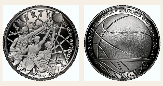 2020 S Basketball Hall of Fame 50C PF NGC obverse and reverse identification pair