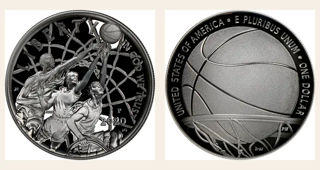 2020 P Basketball Hall of Fame S$1 PF NGC obverse and reverse identification pair