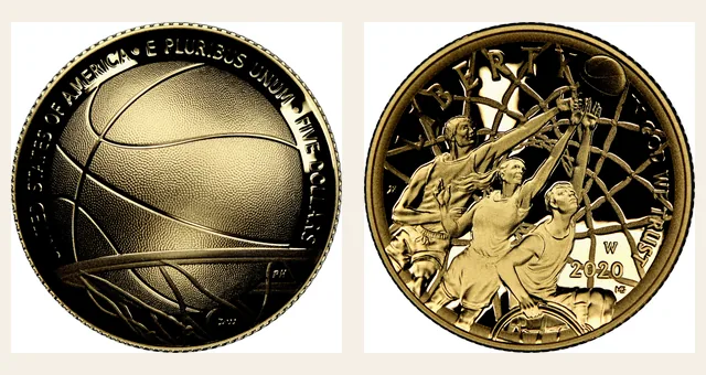 2020 W Basketball Hall of Fame $5 PF NGC obverse and reverse identification pair