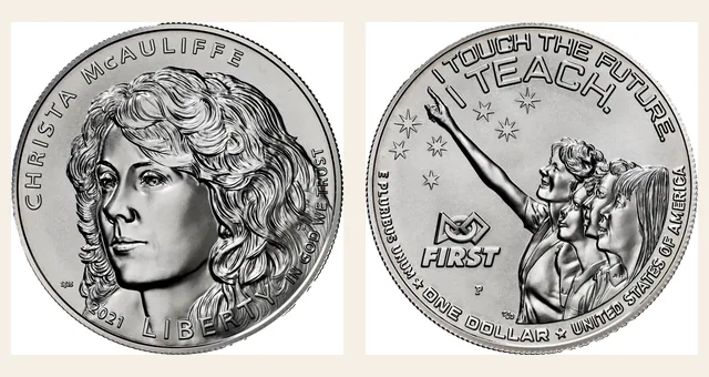 2021 P Christa Mcauliffe S$1 MS NGC obverse and reverse identification pair