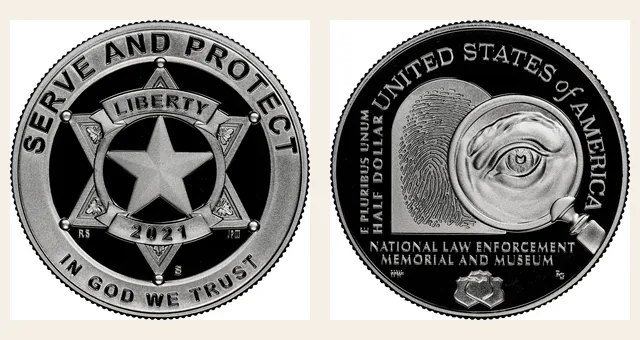 2021 S Law Enforcement 50C PF NGC obverse and reverse identification pair