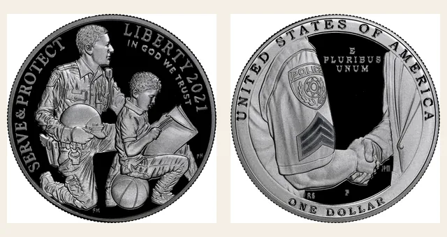 2021 P Law Enforcement S$1 PF NGC obverse and reverse identification pair