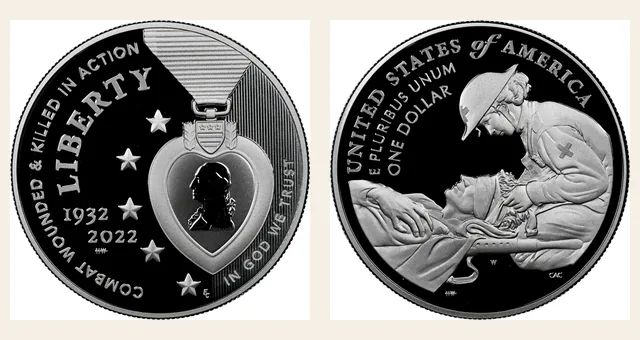 2022 W Purple Heart S$1 PF NGC obverse and reverse identification pair