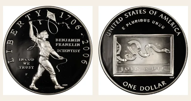 2006 P Benjamin Franklin S$1 PF NGC obverse and reverse identification pair