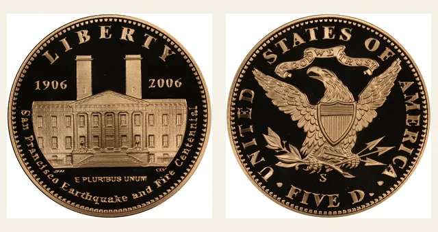 2006 S Old San Francisco Mint $5 PF NGC obverse and reverse identification pair
