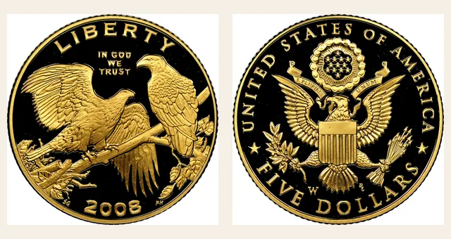 2008 W Bald Eagle $5 PF NGC obverse and reverse identification pair