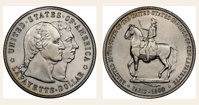 1900 $1 Lafayette NGC obverse and reverse identification pair