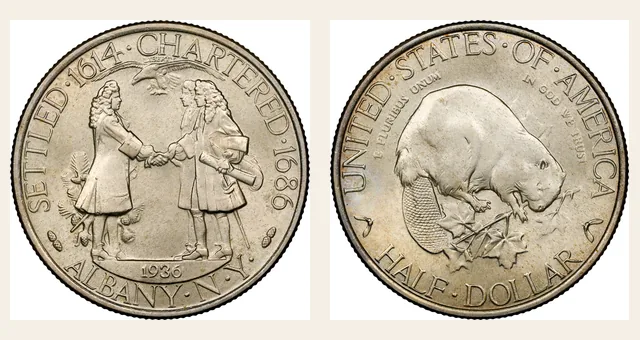 1936 50C Albany NGC obverse and reverse identification pair
