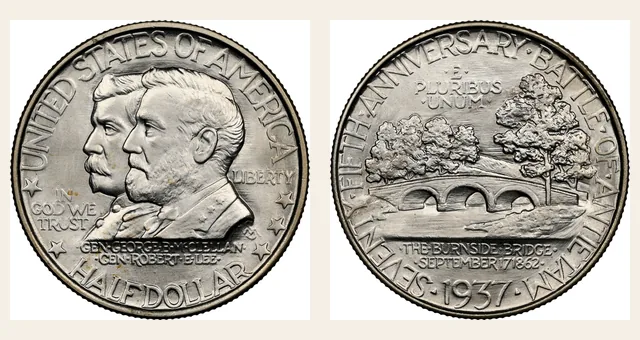 1937 50C Antietam NGC obverse and reverse identification pair