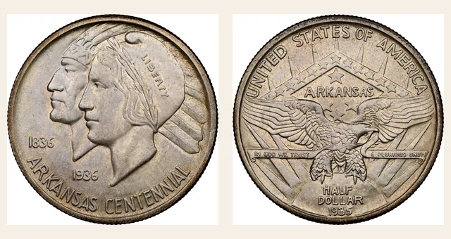 1935 50C Arkansas NGC obverse and reverse identification pair