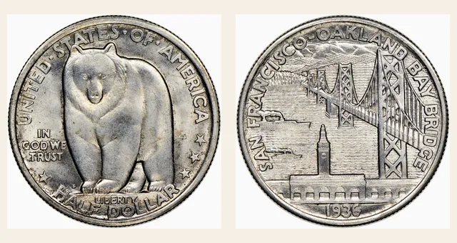 1936-S 50C Bay Bridge NGC obverse and reverse identification pair