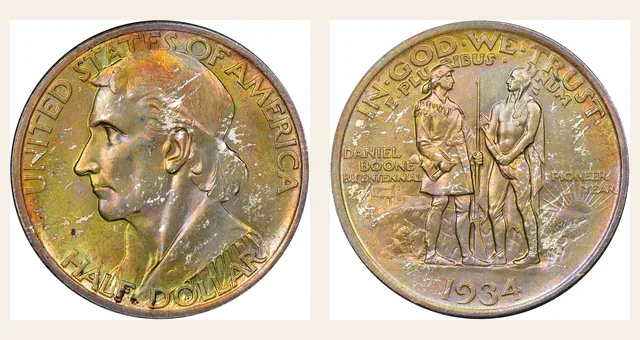 1934 50C Boone NGC obverse and reverse identification pair