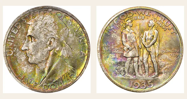 1935 50C Boone NGC obverse and reverse identification pair