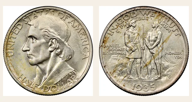 1935-S 50C Boone NGC obverse and reverse identification pair