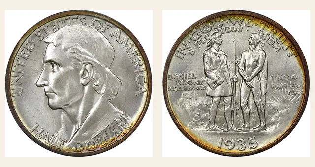 1935/34 50C Boone NGC obverse and reverse identification pair