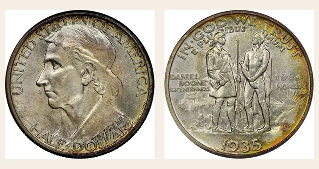 1935/34-D 50C Boone NGC obverse and reverse identification pair