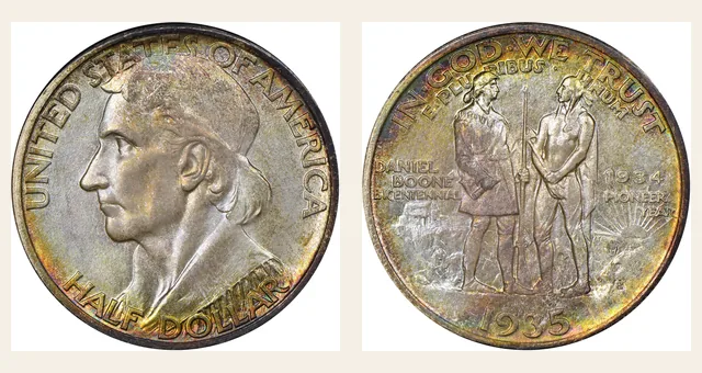1935/34-S 50C Boone NGC obverse and reverse identification pair