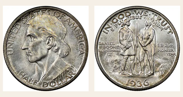1936-D 50C Boone NGC obverse and reverse identification pair