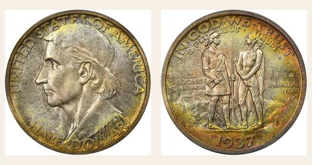 1937-D 50C Boone NGC obverse and reverse identification pair