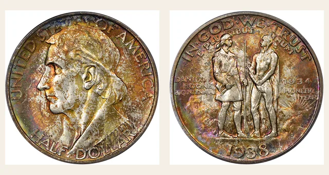 1938-D 50C Boone NGC obverse and reverse identification pair